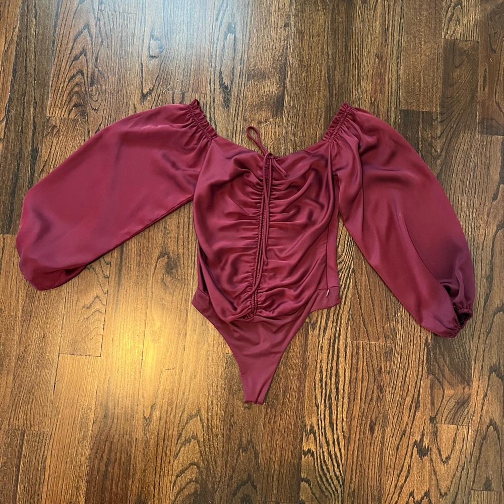 Astr the label, Burgundy Off-Shoulder Bodysuit